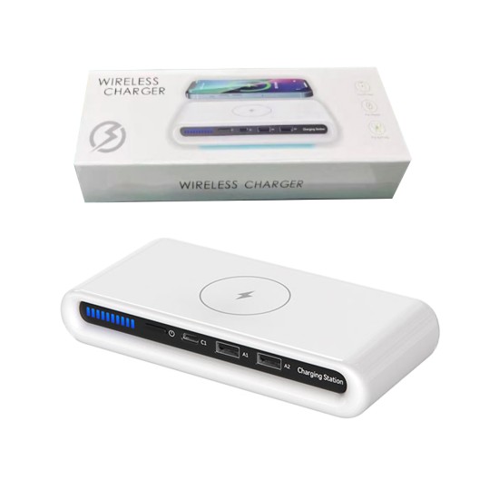 Wireless Charging Station N67 for Multiple Devices (Wireless Charger+2 Type-A+Type-C) White